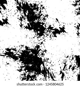 Grunge overlay layer. Abstract black and white vector background. Monochrome vintage surface with dirty pattern in cracks, spots, dots. Old painted wall in dark horror style design