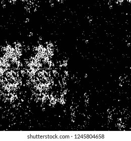 Grunge overlay layer. Abstract black and white vector background. Monochrome vintage surface with dirty pattern in cracks, spots, dots. Old painted wall in dark horror style design