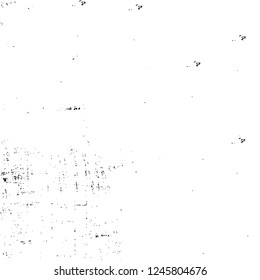 Grunge overlay layer. Abstract black and white vector background. Monochrome vintage surface with dirty pattern in cracks, spots, dots. Old painted wall in dark horror style design