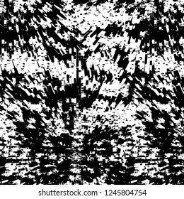 Grunge overlay layer. Abstract black and white vector background. Monochrome vintage surface with dirty pattern in cracks, spots, dots. Old painted wall in dark horror style design