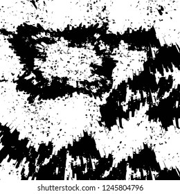 Grunge overlay layer. Abstract black and white vector background. Monochrome vintage surface with dirty pattern in cracks, spots, dots. Old painted wall in dark horror style design