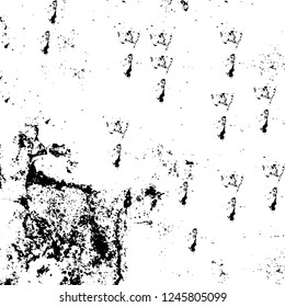 Grunge overlay layer. Abstract black and white vector background. Monochrome vintage surface with dirty pattern in cracks, spots, dots. Old painted wall in dark horror style design