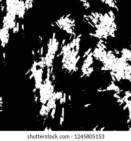 Grunge overlay layer. Abstract black and white vector background. Monochrome vintage surface with dirty pattern in cracks, spots, dots. Old painted wall in dark horror style design