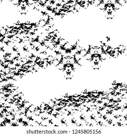 Grunge overlay layer. Abstract black and white vector background. Monochrome vintage surface with dirty pattern in cracks, spots, dots. Old painted wall in dark horror style design