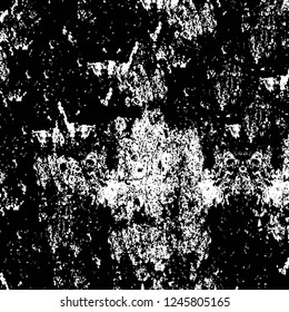 Grunge overlay layer. Abstract black and white vector background. Monochrome vintage surface with dirty pattern in cracks, spots, dots. Old painted wall in dark horror style design
