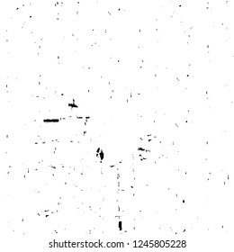 Grunge overlay layer. Abstract black and white vector background. Monochrome vintage surface with dirty pattern in cracks, spots, dots. Old painted wall in dark horror style design