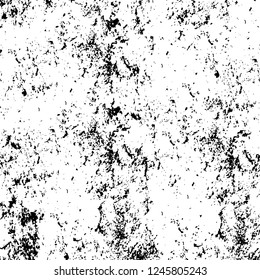 Grunge overlay layer. Abstract black and white vector background. Monochrome vintage surface with dirty pattern in cracks, spots, dots. Old painted wall in dark horror style design