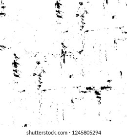 Grunge overlay layer. Abstract black and white vector background. Monochrome vintage surface with dirty pattern in cracks, spots, dots. Old painted wall in dark horror style design