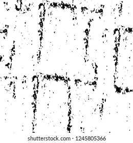 Grunge overlay layer. Abstract black and white vector background. Monochrome vintage surface with dirty pattern in cracks, spots, dots. Old painted wall in dark horror style design