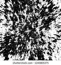 Grunge overlay layer. Abstract black and white vector background. Monochrome vintage surface with dirty pattern in cracks, spots, dots. Old painted wall in dark horror style design
