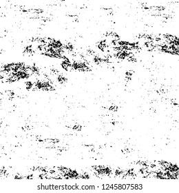 Grunge overlay layer. Abstract black and white vector background. Monochrome vintage surface with dirty pattern in cracks, spots, dots. Old painted wall in dark horror style design