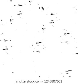 Grunge overlay layer. Abstract black and white vector background. Monochrome vintage surface with dirty pattern in cracks, spots, dots. Old painted wall in dark horror style design