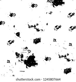 Grunge overlay layer. Abstract black and white vector background. Monochrome vintage surface with dirty pattern in cracks, spots, dots. Old painted wall in dark horror style design