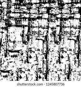 Grunge overlay layer. Abstract black and white vector background. Monochrome vintage surface with dirty pattern in cracks, spots, dots. Old painted wall in dark horror style design