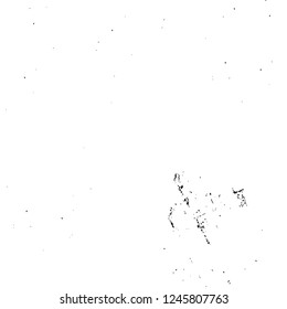 Grunge overlay layer. Abstract black and white vector background. Monochrome vintage surface with dirty pattern in cracks, spots, dots. Old painted wall in dark horror style design