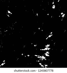 Grunge overlay layer. Abstract black and white vector background. Monochrome vintage surface with dirty pattern in cracks, spots, dots. Old painted wall in dark horror style design