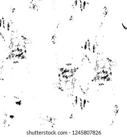 Grunge overlay layer. Abstract black and white vector background. Monochrome vintage surface with dirty pattern in cracks, spots, dots. Old painted wall in dark horror style design