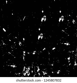 Grunge overlay layer. Abstract black and white vector background. Monochrome vintage surface with dirty pattern in cracks, spots, dots. Old painted wall in dark horror style design