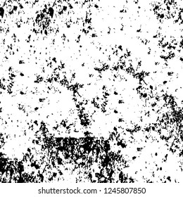 Grunge overlay layer. Abstract black and white vector background. Monochrome vintage surface with dirty pattern in cracks, spots, dots. Old painted wall in dark horror style design