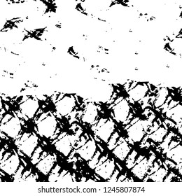 Grunge overlay layer. Abstract black and white vector background. Monochrome vintage surface with dirty pattern in cracks, spots, dots. Old painted wall in dark horror style design