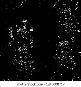 Grunge overlay layer. Abstract black and white vector background. Monochrome vintage surface with dirty pattern in cracks, spots, dots. Old painted wall in dark horror style design