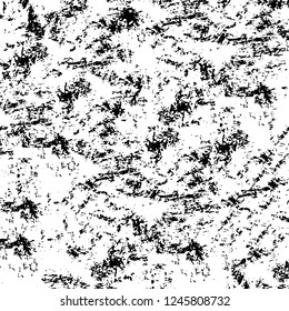 Grunge overlay layer. Abstract black and white vector background. Monochrome vintage surface with dirty pattern in cracks, spots, dots. Old painted wall in dark horror style design