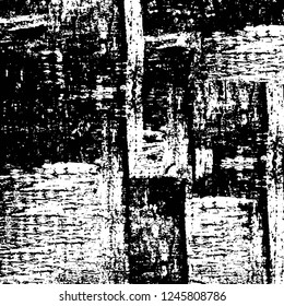 Grunge overlay layer. Abstract black and white vector background. Monochrome vintage surface with dirty pattern in cracks, spots, dots. Old painted wall in dark horror style design