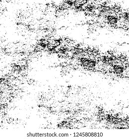 Grunge overlay layer. Abstract black and white vector background. Monochrome vintage surface with dirty pattern in cracks, spots, dots. Old painted wall in dark horror style design