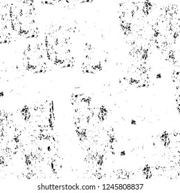 Grunge overlay layer. Abstract black and white vector background. Monochrome vintage surface with dirty pattern in cracks, spots, dots. Old painted wall in dark horror style design