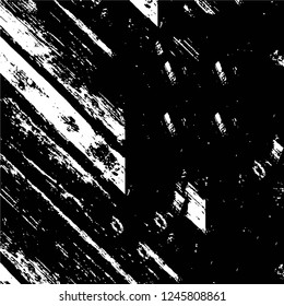 Grunge overlay layer. Abstract black and white vector background. Monochrome vintage surface with dirty pattern in cracks, spots, dots. Old painted wall in dark horror style design