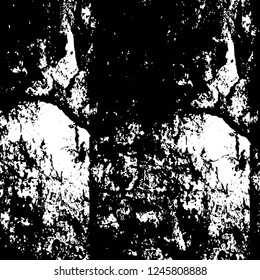 Grunge overlay layer. Abstract black and white vector background. Monochrome vintage surface with dirty pattern in cracks, spots, dots. Old painted wall in dark horror style design