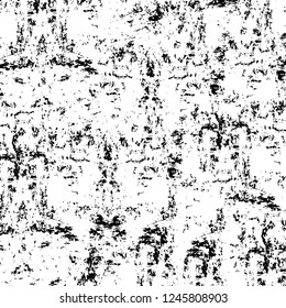 Grunge overlay layer. Abstract black and white vector background. Monochrome vintage surface with dirty pattern in cracks, spots, dots. Old painted wall in dark horror style design