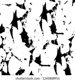 Grunge overlay layer. Abstract black and white vector background. Monochrome vintage surface with dirty pattern in cracks, spots, dots. Old painted wall in dark horror style design