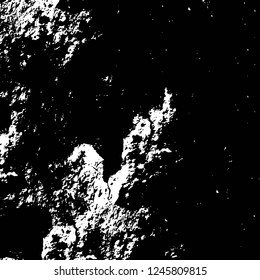 Grunge overlay layer. Abstract black and white vector background. Monochrome vintage surface with dirty pattern in cracks, spots, dots. Old painted wall in dark horror style design