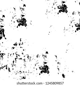 Grunge overlay layer. Abstract black and white vector background. Monochrome vintage surface with dirty pattern in cracks, spots, dots. Old painted wall in dark horror style design