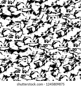 Grunge overlay layer. Abstract black and white vector background. Monochrome vintage surface with dirty pattern in cracks, spots, dots. Old painted wall in dark horror style design