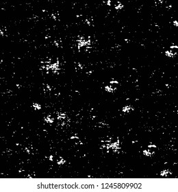 Grunge overlay layer. Abstract black and white vector background. Monochrome vintage surface with dirty pattern in cracks, spots, dots. Old painted wall in dark horror style design
