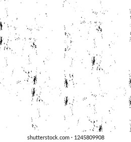 Grunge overlay layer. Abstract black and white vector background. Monochrome vintage surface with dirty pattern in cracks, spots, dots. Old painted wall in dark horror style design