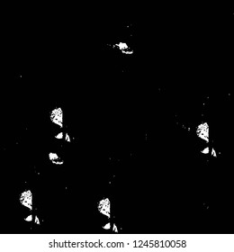 Grunge overlay layer. Abstract black and white vector background. Monochrome vintage surface with dirty pattern in cracks, spots, dots. Old painted wall in dark horror style design