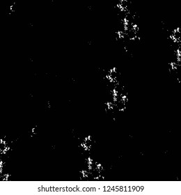 Grunge overlay layer. Abstract black and white vector background. Monochrome vintage surface with dirty pattern in cracks, spots, dots. Old painted wall in dark horror style design
