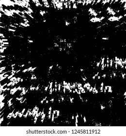 Grunge overlay layer. Abstract black and white vector background. Monochrome vintage surface with dirty pattern in cracks, spots, dots. Old painted wall in dark horror style design