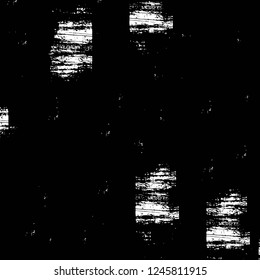 Grunge overlay layer. Abstract black and white vector background. Monochrome vintage surface with dirty pattern in cracks, spots, dots. Old painted wall in dark horror style design