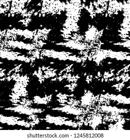 Grunge overlay layer. Abstract black and white vector background. Monochrome vintage surface with dirty pattern in cracks, spots, dots. Old painted wall in dark horror style design