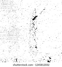 Grunge overlay layer. Abstract black and white vector background. Monochrome vintage surface with dirty pattern in cracks, spots, dots. Old painted wall in dark horror style design
