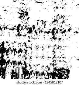 Grunge overlay layer. Abstract black and white vector background. Monochrome vintage surface with dirty pattern in cracks, spots, dots. Old painted wall in dark horror style design