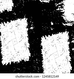 Grunge overlay layer. Abstract black and white vector background. Monochrome vintage surface with dirty pattern in cracks, spots, dots. Old painted wall in dark horror style design