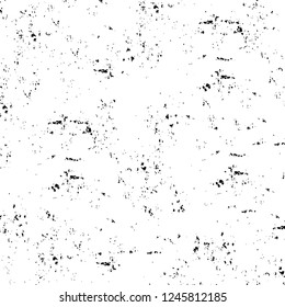 Grunge overlay layer. Abstract black and white vector background. Monochrome vintage surface with dirty pattern in cracks, spots, dots. Old painted wall in dark horror style design