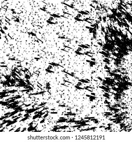 Grunge overlay layer. Abstract black and white vector background. Monochrome vintage surface with dirty pattern in cracks, spots, dots. Old painted wall in dark horror style design