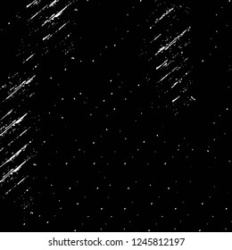 Grunge overlay layer. Abstract black and white vector background. Monochrome vintage surface with dirty pattern in cracks, spots, dots. Old painted wall in dark horror style design