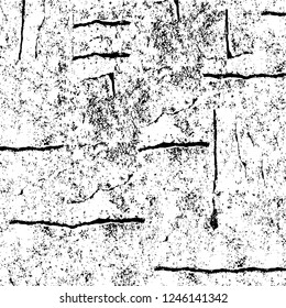 Grunge overlay layer. Abstract black and white vector background. Monochrome vintage surface with dirty pattern in cracks, spots, dots. Old painted wall in dark horror style design